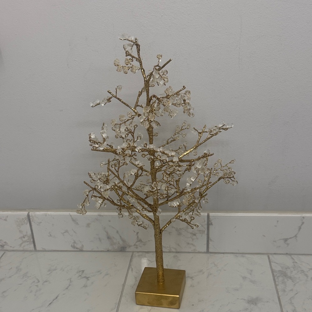 Gold Decorative Tree with Clear Crystal Accents